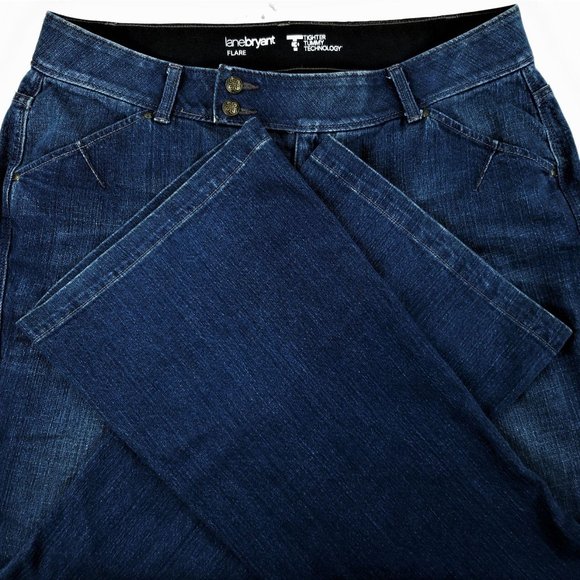 Lane Bryant Flare Jeans Stretch Tighter Tummy Blue - Picture 3 of 8